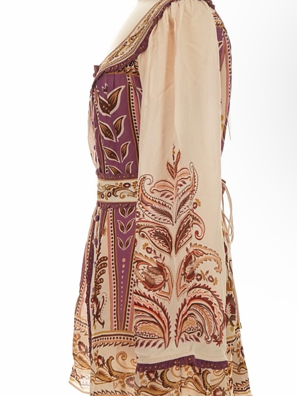 FARM Rio Mauve and Cream Embroidered Mini Dress - Picture 4 of 6